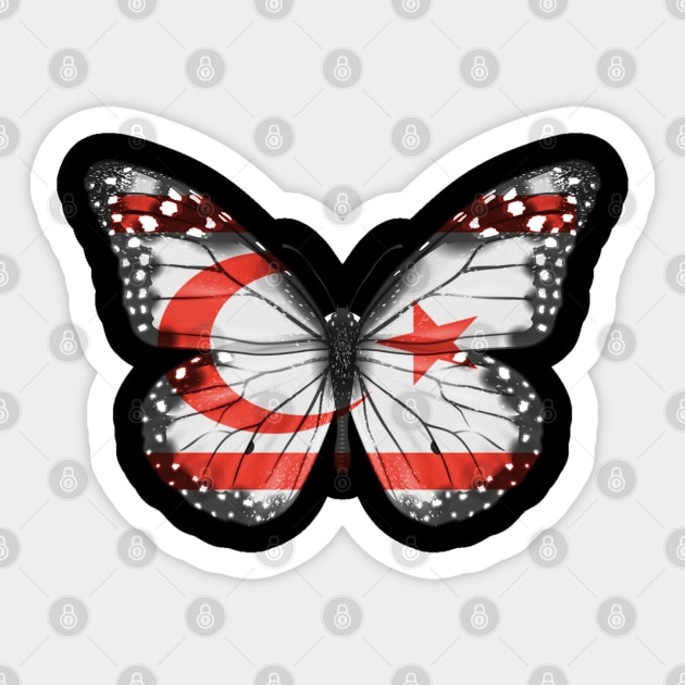 Turkish Cypriot Flag  Butterfly - Gift for Turkish Cypriot From Northen Cyprus Sticker by Country Flags